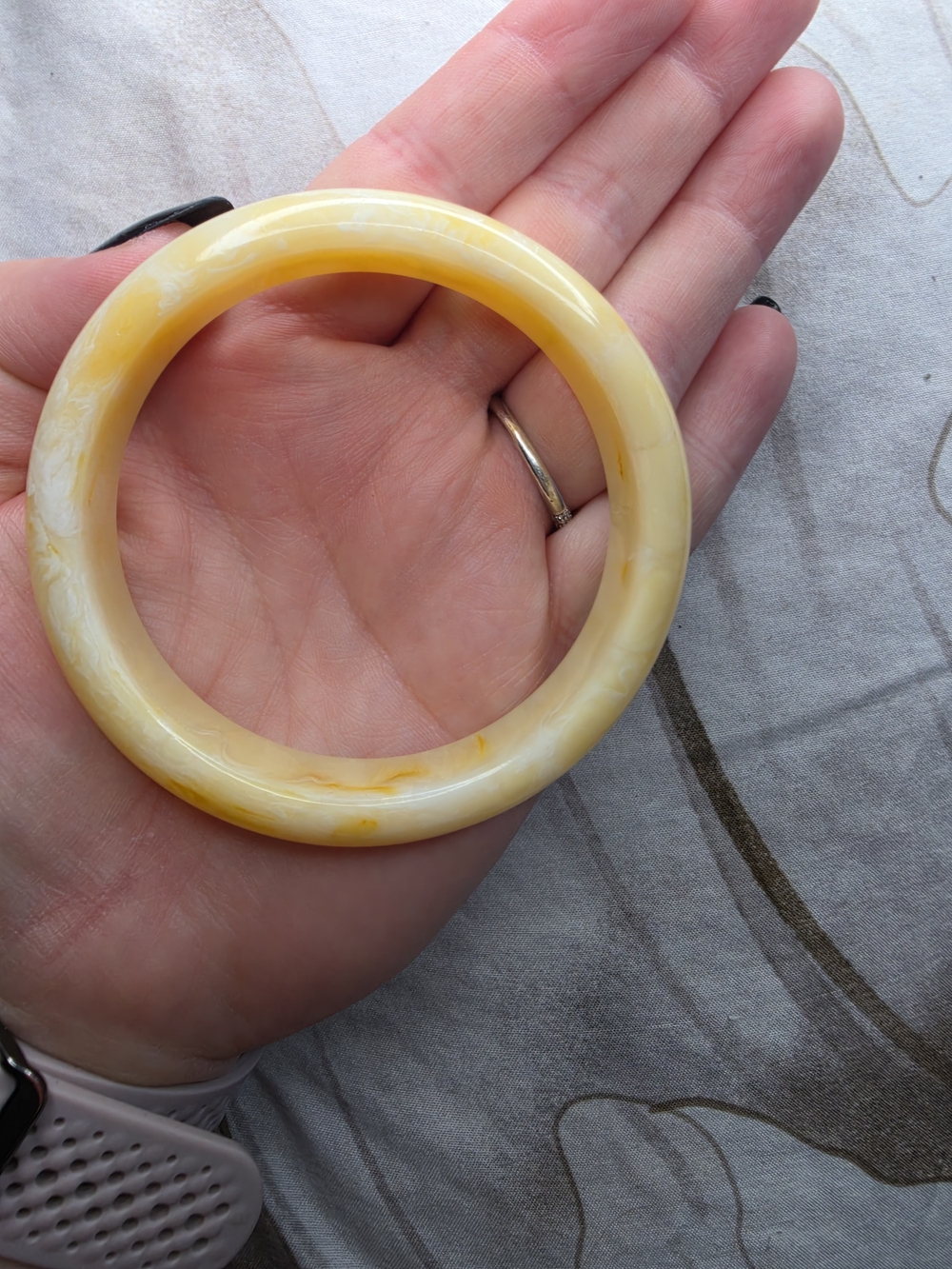 Yellow Marbled Resin Bangle Bracelet